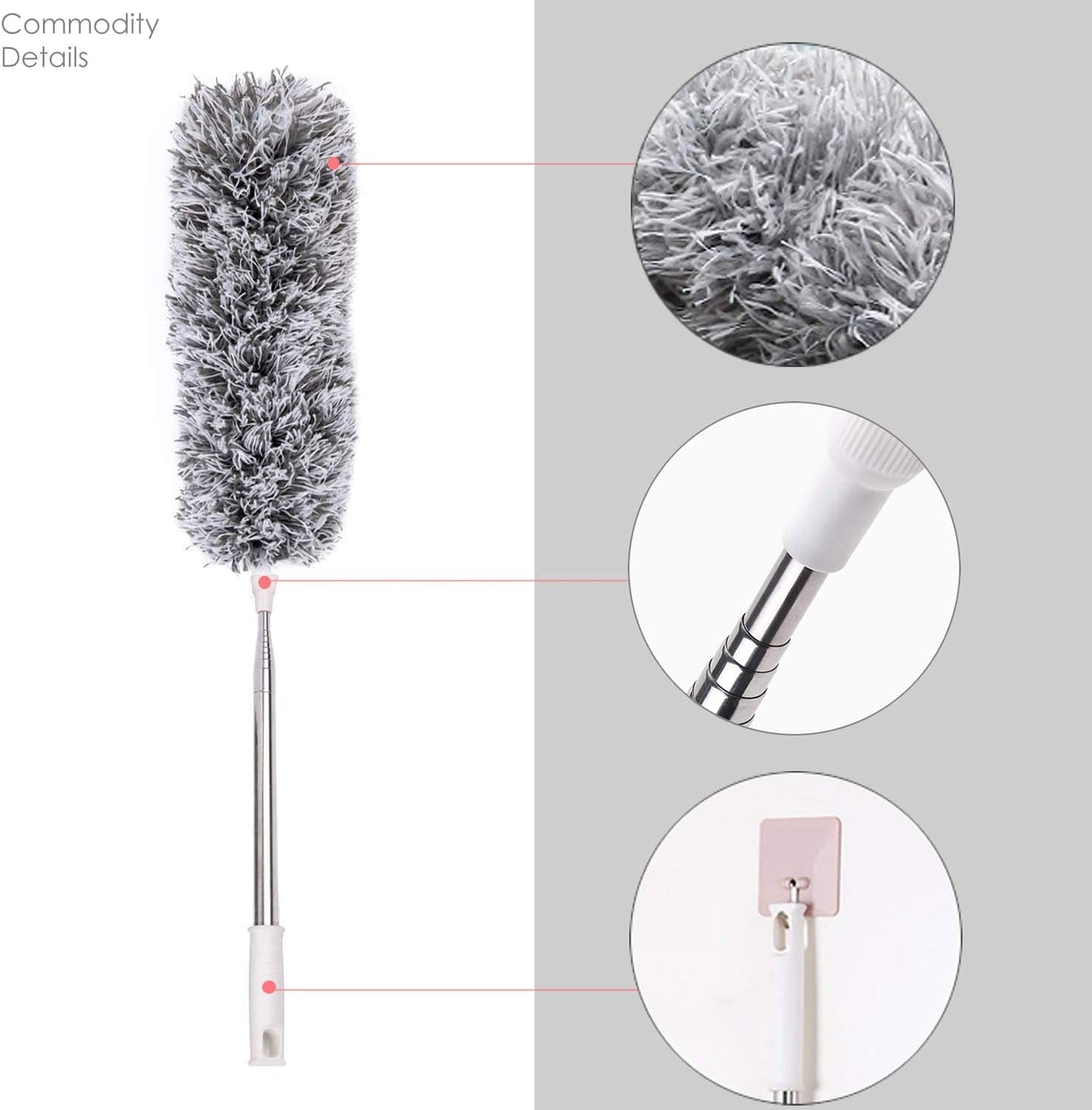 Microfiber Feather Extendable Fan Cleaning Duster with 100 inches